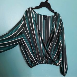 Teal Silk Crop Top 3XL